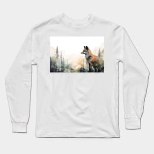 Boreal watercolor fox Long Sleeve T-Shirt